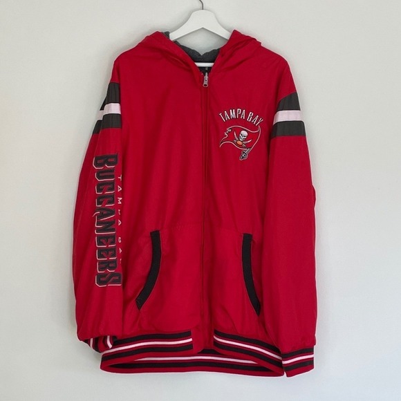 Reversible Tampa Bay Buccaneers NFL Hooded Jacket Full Zip Red Football Mens